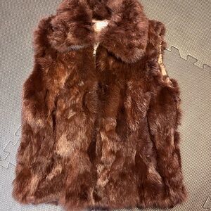 Surell Chocolate rabbit Fur Vest S/M